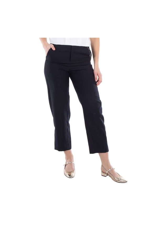 Straight-Leg Tropical Wool Trousers, Brand Size 40 ( US Size 8 )