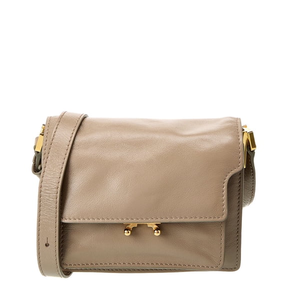 Marni Trunk Mini Leather Shoulder Bag, Brown