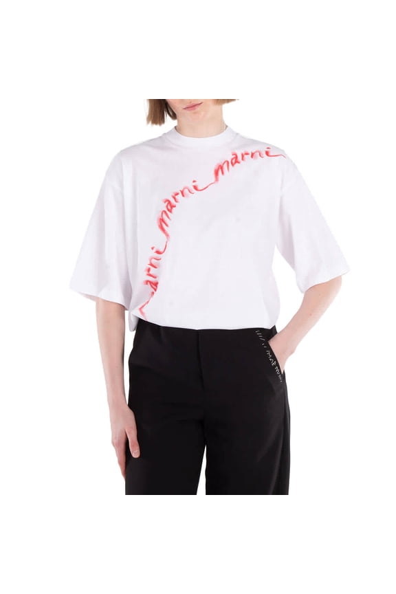 Wavy Logo Cotton-Jersey T-Shirt, Brand Size 42 ( US Size 10 )