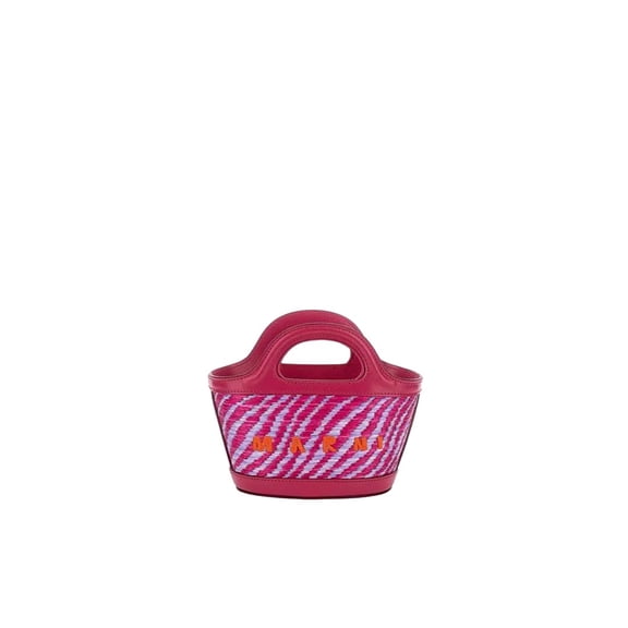 Marni Women's Micro Raffia Tote With Wavy Two-Tone Design Pink