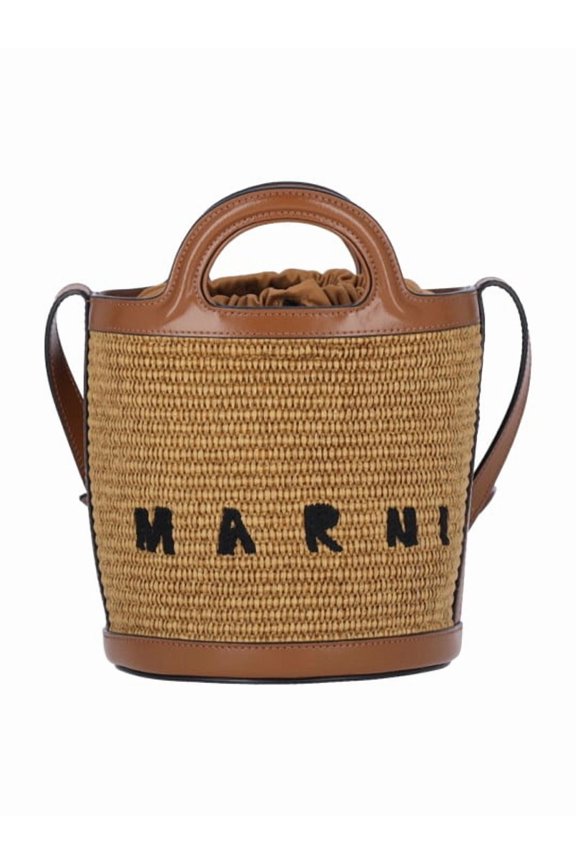 Women's "Tropicalia" Small Bucket Bag Brown
