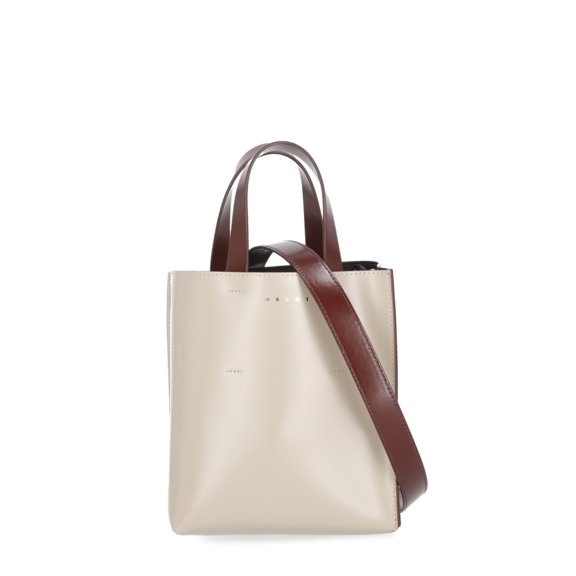 Marni Women's Museo Mini Handbag With Contrasting Handles And Adjustable Strap Grey