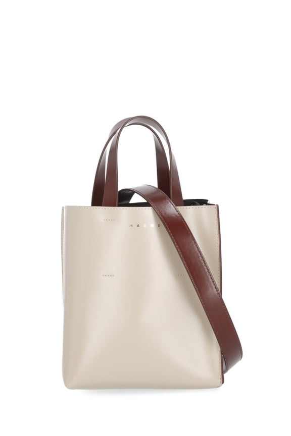 Women's Museo Mini Handbag With Contrasting Handles And Adjustable Strap Grey