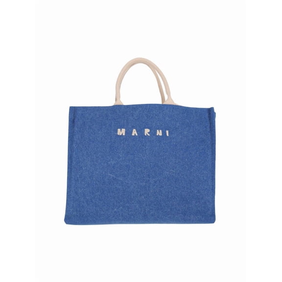Marni Women's Large Shopper Bag - Cotton - Blue Blue