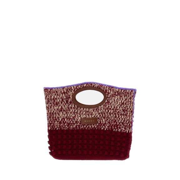 Marni Women's Red Knotty Crochet Wool Knit Clutch Red