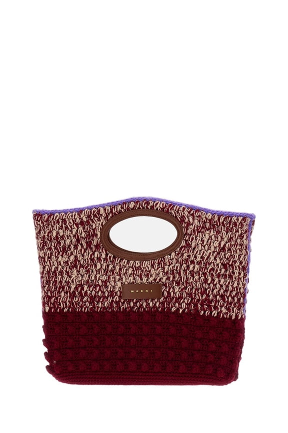 Women's Red Knotty Crochet Wool Knit Clutch Red