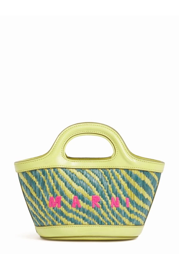 Women's Structured Handbag With Woven Pattern And Embroidered Detail Green
