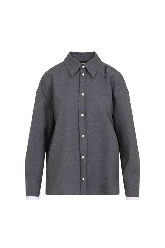 Relaxed-Fit Grey Virgin Wool Shirt (Women's)