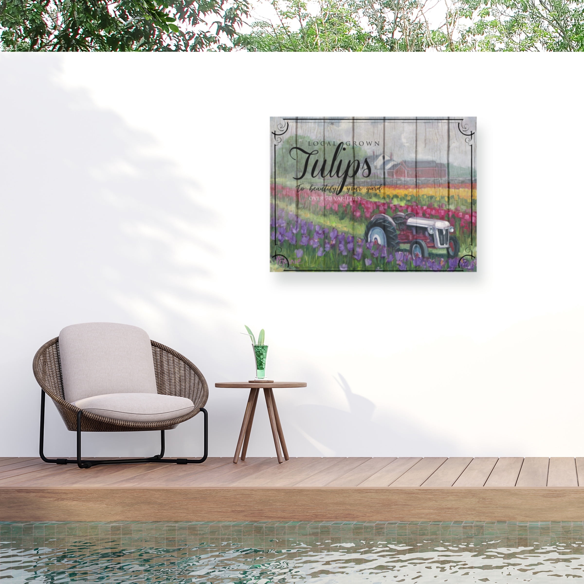 Marnie Bourque 'Tractoring Through The Tulips' Outdoor Canvas