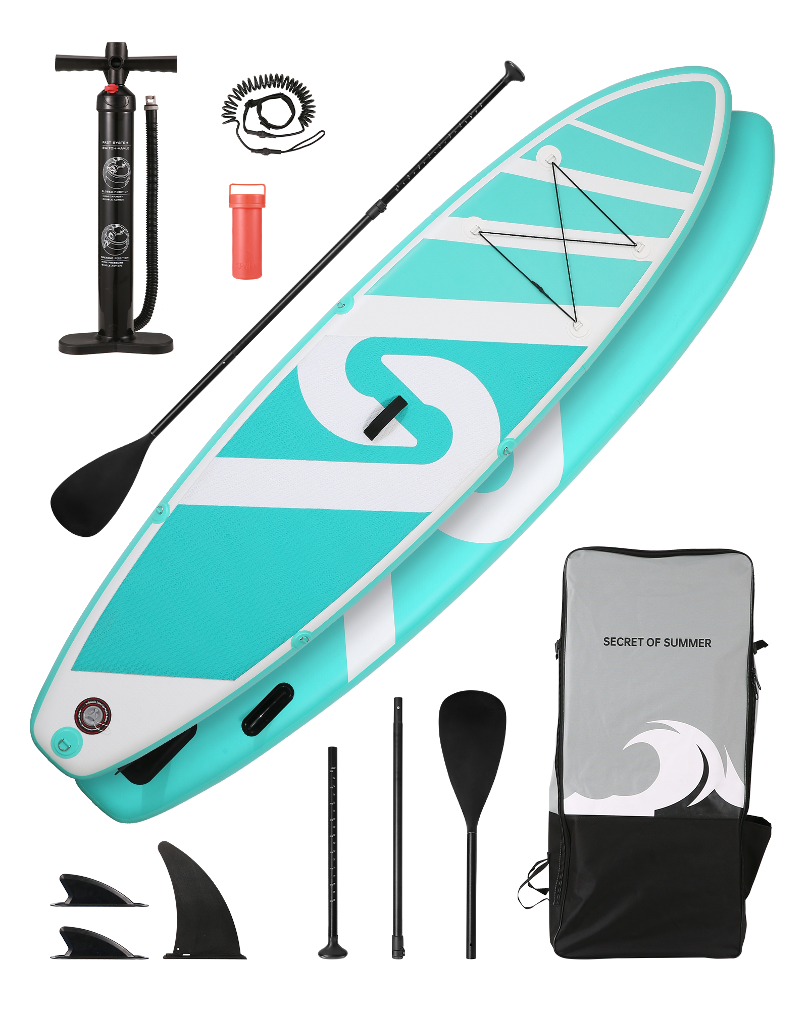 Marnur Inflatable Paddle Board Stand up Paddle Board 10' SUP 6 in.Thick Board Carry Bag & Fast Pumping Green - image 1 of 9