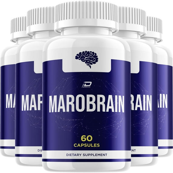 Marobrain Supplement Capsules – Maro Brain Natural Blend Memory Focus Pills, 5 Pack, 300 Capsules