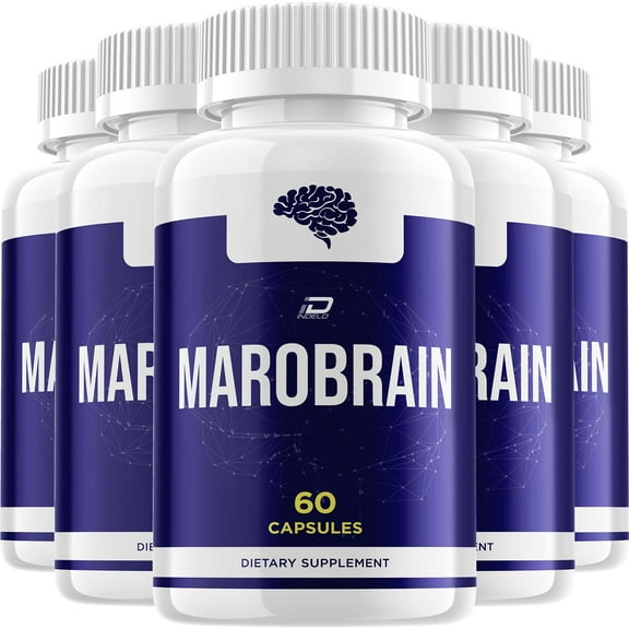 Marobrain Supplement Capsules Maro Brain Natural Blend Memory Focus Pills, 5 Pack, 300 Capsules
