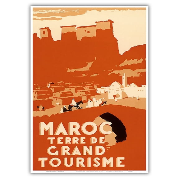 Maroc Terre De Grand Tourisme (Morocco Land of Grand Touring) - Vintage Travel Poster by Robert Albert Génicot c.1940 - Master Art Print 10in x 14in