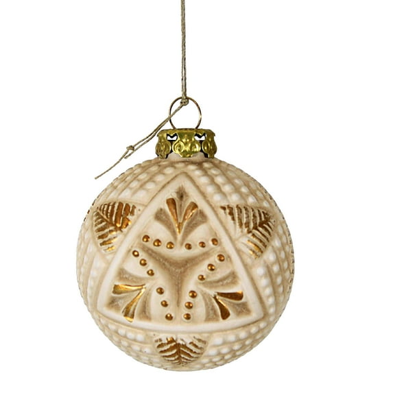 Marolin Christmasballs Ornament - One Ornament 2.25 Inch, Paper - Vintage Look Gold 200312 Fleur