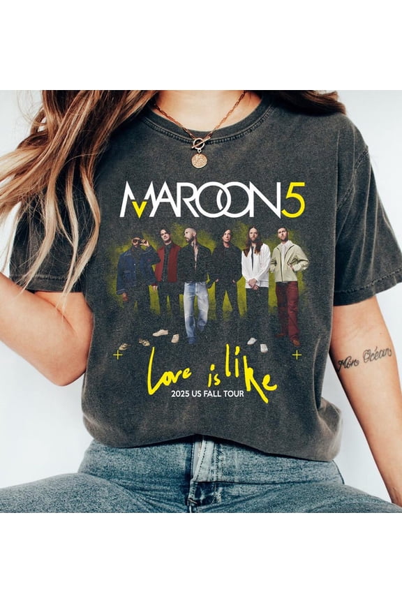 Maroon 5 Vintage Shirt, Maroon 5 Retro Shirt, Maroon 5 Love Is Like Tour 2025 Shirt, Maroon 5 Band Fan Gift, Maroon 5 Merch, Maroon 5 Shirt ,Charcoal Color,Size XL