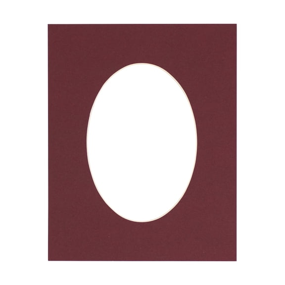 Maroon Acid Free 6x7.5 Oval Picture Frame Mat with White Core Bevel Cut for 3x5 Pictures - Fits
