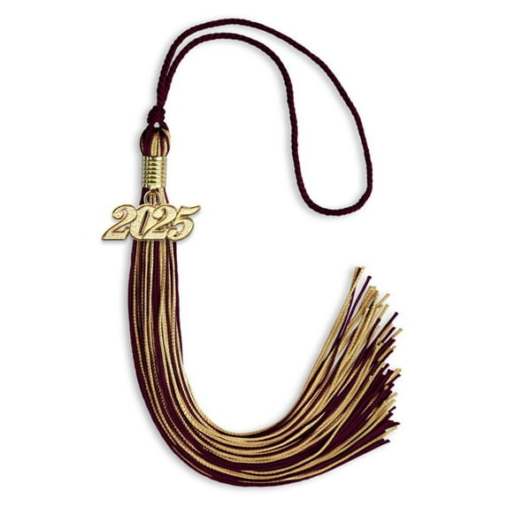 Endea Graduation Maroon/Antique Gold Mixed Color Graduation Tassel with Gold Date Drop