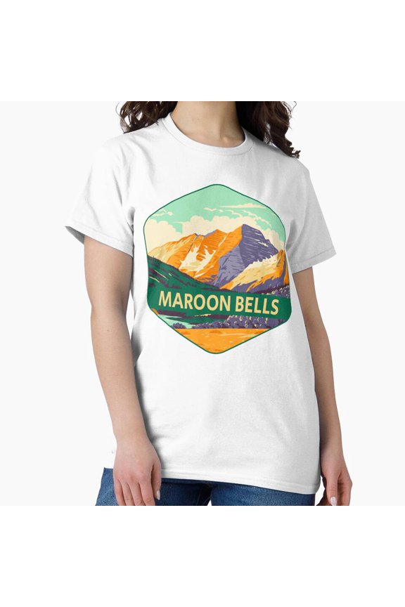Maroon Bells Colorado Mountain Souvenir Retro T-Shirt