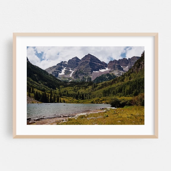 Maroon Bells II - Colorado Photography Mountain Lake Nature Landscape Scenic Wilderness Forest Oak Framed Wall Art Print 5 x 7 inches