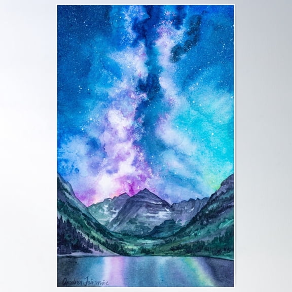 Maroon Bells Milky Way Poster Wall Art, Modern Wall Decor For Living Room Bedroom, 16x24 UNFRAMED