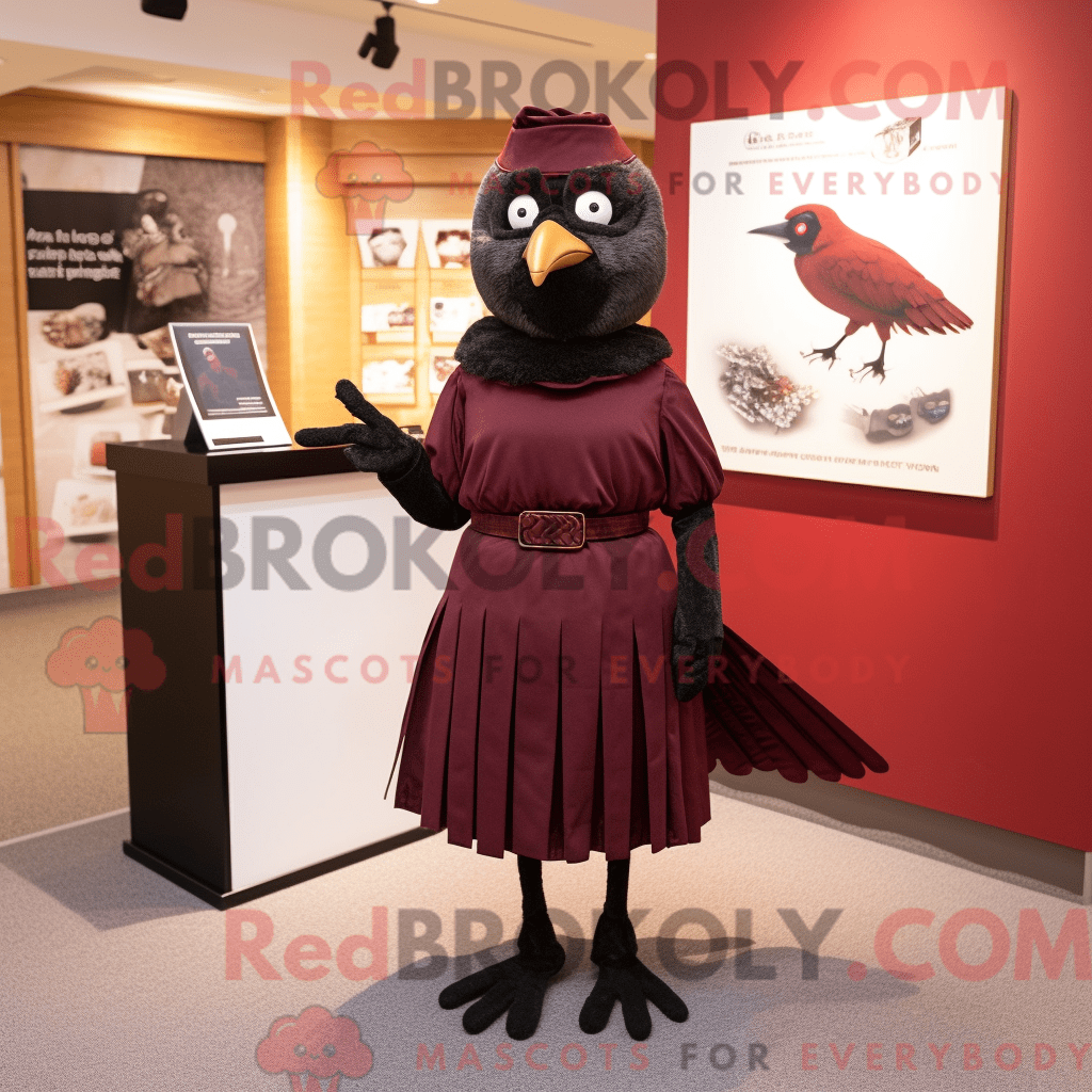Maroon Blackbird REDBROKOLY mascot costume character dressed with a ...