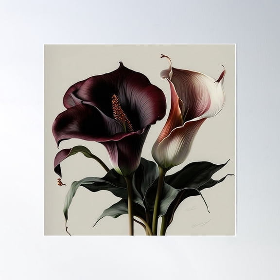 Maroon Calla Lilies Poster Wall Art, Modern Wall Decor For Living Room Bedroom, 30x30 UNFRAMED