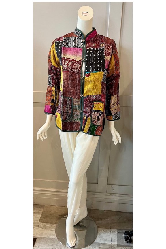 Maroon Color Kantha Work Jacket