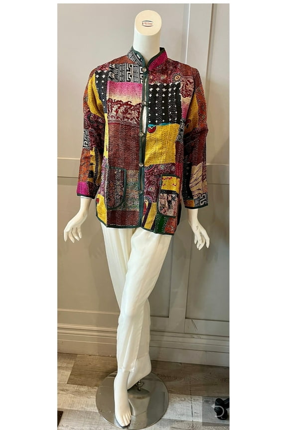 Maroon Color Kantha Work Jacket