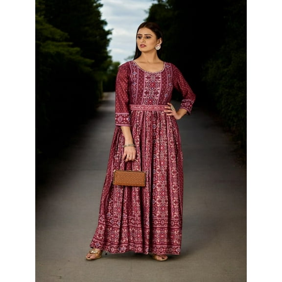 Maroon Color Traditional Designer Gown, Cultural Wear for Women, 310