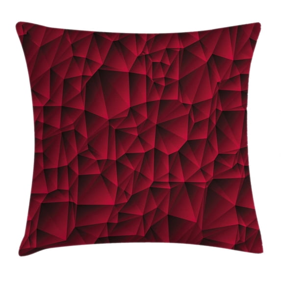 Maroon Decor Throw Pillow Cushion Cover, Modern Geometric Contemporary Art Wave Like Shapes with Abstract Backdrop Image, Decorative Square Accent Pillow Case, 24 X 24 Inches, Maroon, by Ambesonne