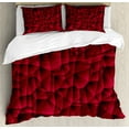 thumbnail image 1 of Maroon Duvet Cover Set, Modern Geometric Contemporary Art Wave Like Shapes with Abstract Backdrop Image Print, Decorative 3 Piece Bedding Set with 2 Pillow Shams, King Size, Maroon, by Ambesonne, 1 of 3