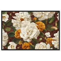 Maroon Elegance Floral Realistic Canvas Wall Art by Art Remedy, Black Floater Frame, 15"x10"