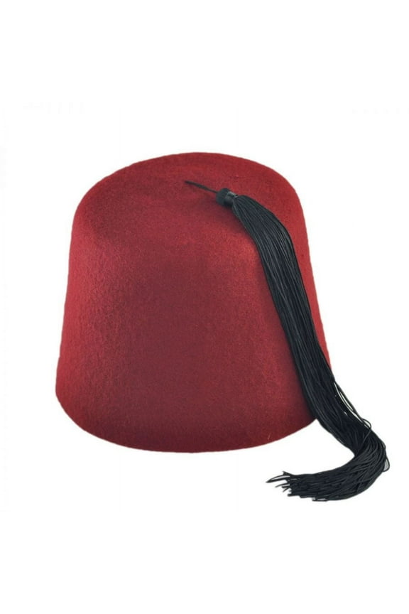 Maroon Fez with Black Tassel - L - Maroon/Black