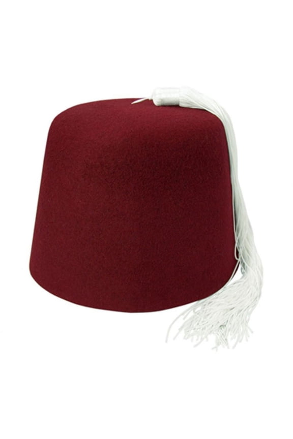 Maroon Fez with White Tassel - M - Maroon/White