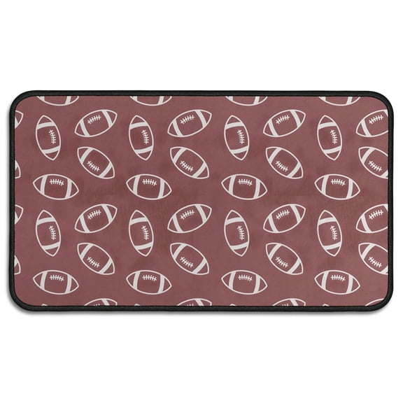 Maroon Footballs Pattern Door Rugs,Washable Non Slip Door Mats Indoor,Decorative Door Mats,Entry Mat Indoor for Entrance,Bedroom,Kitchen,Bathroom,30"x17"