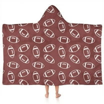 Maroon Footballs Pattern Hooded Bath Towel，50"x30" for Ages 3 To 12 Kids, Quick Dry Lightweight Soft Microfiber Hood Beach Towel Cover Up for Kids