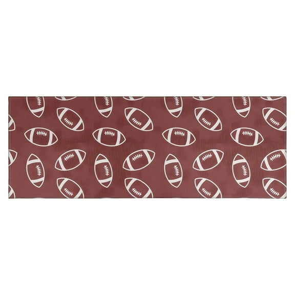 Maroon Footballs Pattern Kitchen Rug Mat,Kitchen Runner Rugs Non Skid Washable,Decorative Kitchen Floor Mats for Kitchen,Sink,Laundry,17"X47"