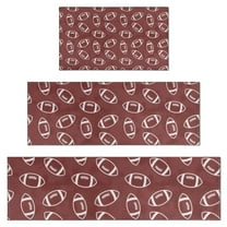 Maroon Footballs Pattern Kitchen Rugs Sets Of 3,Kitchen Runner Rugs Non Skid Washable,Decorative Kitchen Floor Mats for Kitchen,Sink,Laundry,17"x30"  17"x47"   17"x59"