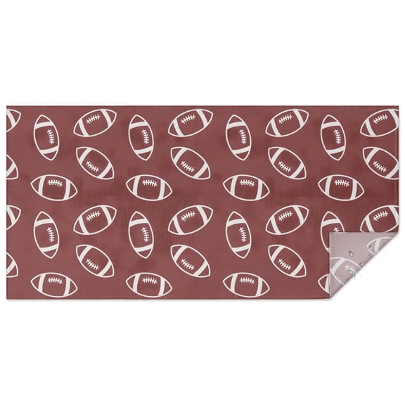 Maroon Footballs Pattern Rectangle Tablecloth 60"x120",Waterproof Polyester Rectangle Table Cloth, Wipeable Spillproof Polyester Tablecloth for Dining, Camping, Indoor and Outdoor
