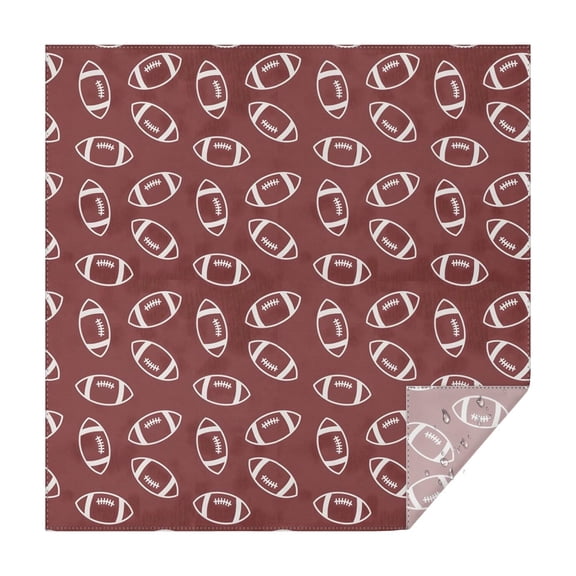 Maroon Footballs Pattern Square Tablecloth,Waterproof Square Table Cover,Wipeable Spillproof Washable Table Cover for Home Kitchen Party Decor 42"X42"(107x107cm)