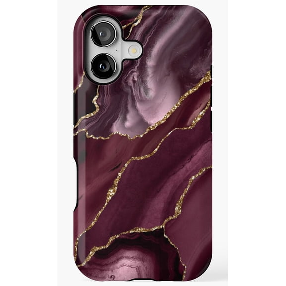 Maroon Geode Agate Art Phone Case for iPhone 17 16 15 14 13 12 11 Pro Max