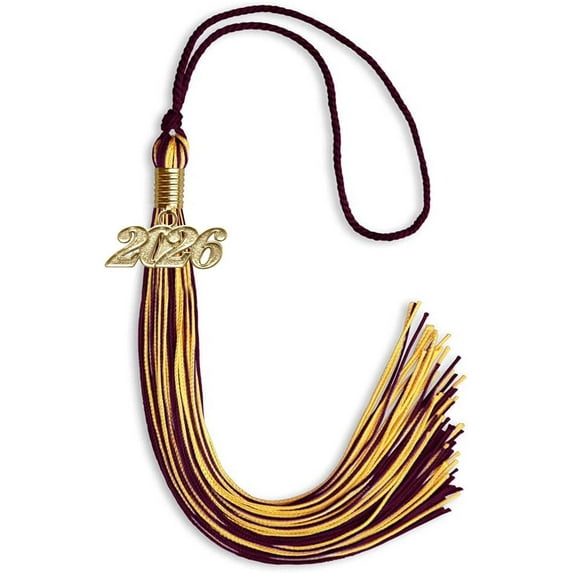 Endea Graduation Maroon/Gold Mixed Color Graduation Tassel with Gold Date Drop