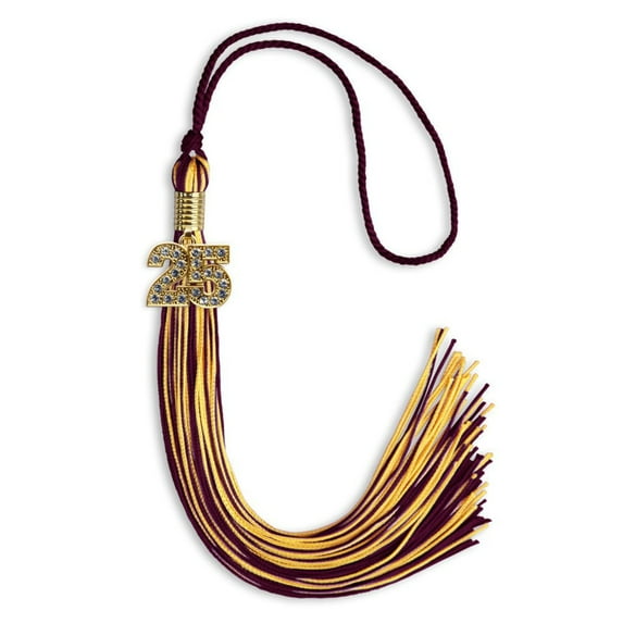 Endea Graduation Maroon/Gold Mixed Color Graduation Tassel with Gold Date Drop