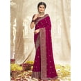 thumbnail image 1 of Maroon & Gold-Toned Ethnic Motifs Embroidered Saree - 23566384, 1 of 3
