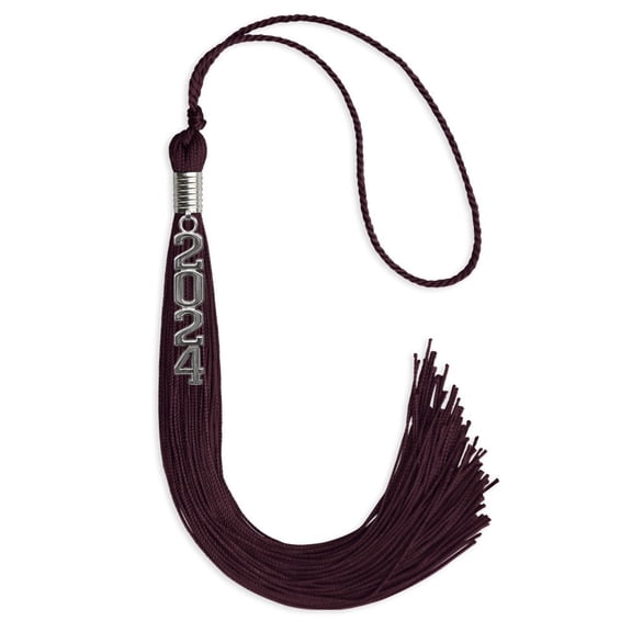 Endea Graduation Maroon Graduation Tassel with Silver Stacked Date Drop