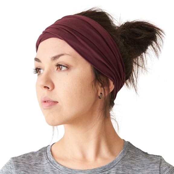Maroon Headbands For Men & Women, Japanese Style Head Wrap - Headband for Workout, Running, Yoga & Daily Wear, Multi-Purpose, Elastic, Bandana by Casualbox