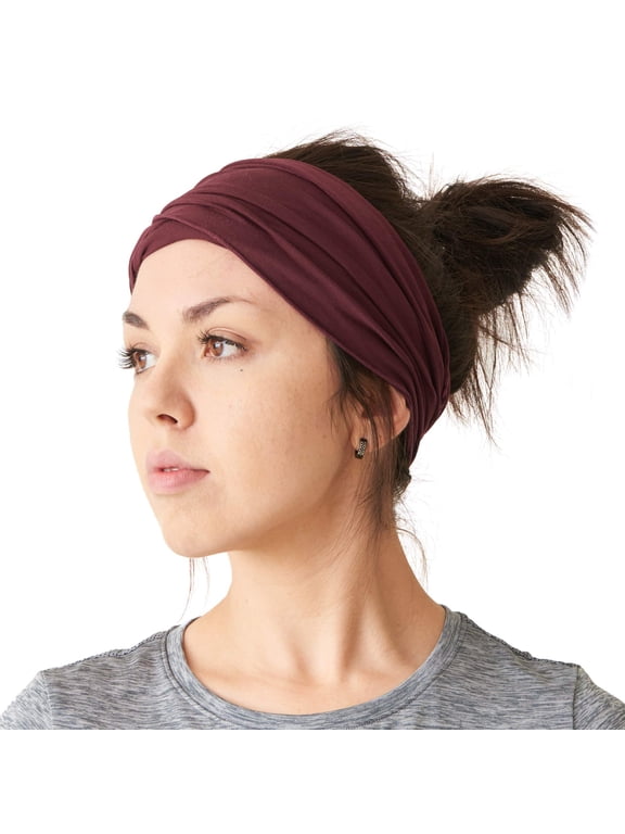 Maroon Headbands For Men & Women, Japanese Style Head Wrap - Headband for Workout, Running, Yoga & Daily Wear, Multi-Purpose, Elastic, Bandana by Casualbox