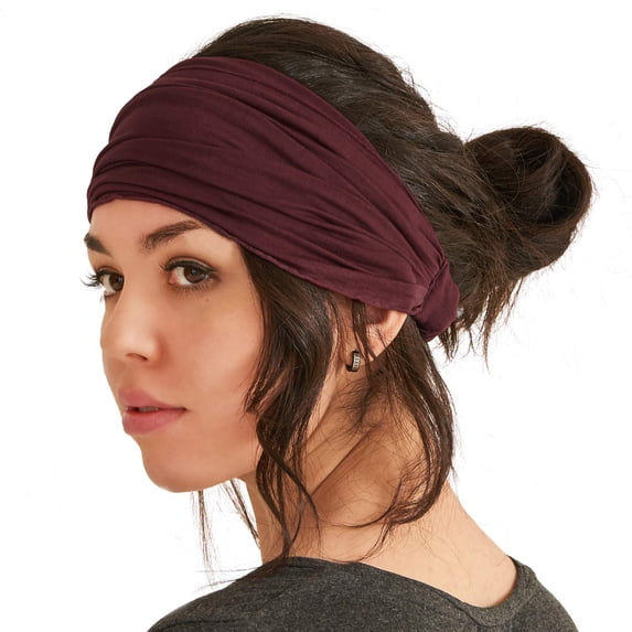 Maroon Japanese Bandana Headbands for Men and Women – Comfortable Head Bands with Elastic Secure Snug Fit Ideal Runners Fitness Sports Football Tennis Stylish Lightweight L