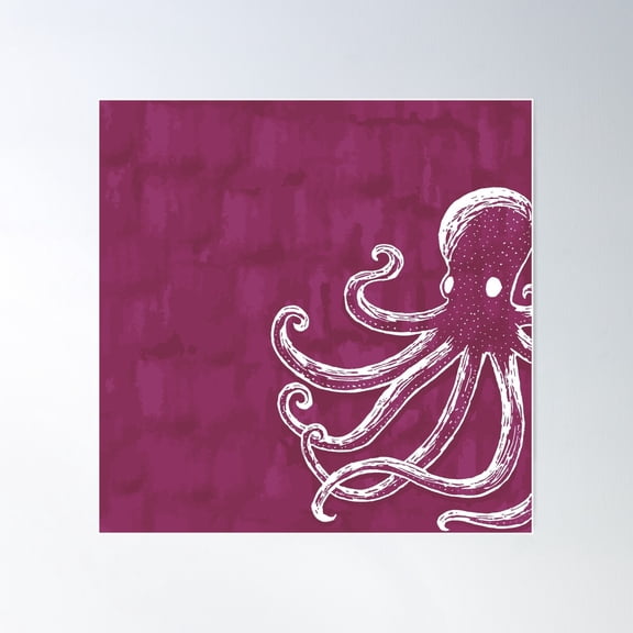 Maroon Octopus Poster Wall Art, Modern Wall Decor For Living Room Bedroom, 24x24 UNFRAMED