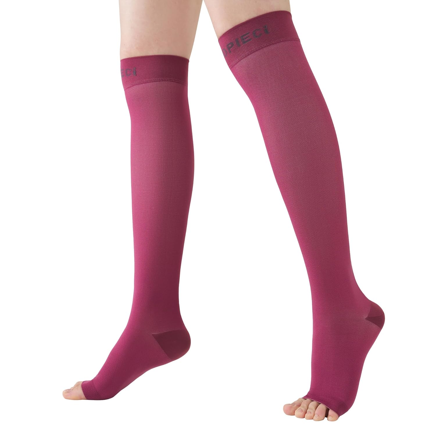 Maroon Open Toe Compression Socks 1520mmHg Toeless Compression Socks